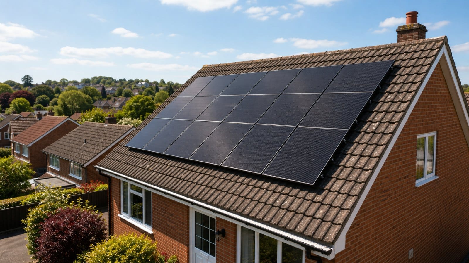 Solar panels on a UK house roof